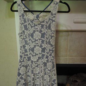 Beautiful blue with white lace open back dress